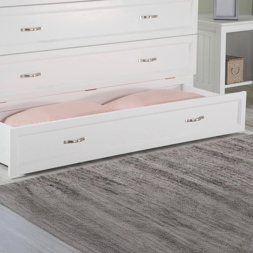 Queen Deerfield Murphy Bed Chest with Charging Station White - AFI: Space-Saving, Fold-Out Mattress, Elegant Design