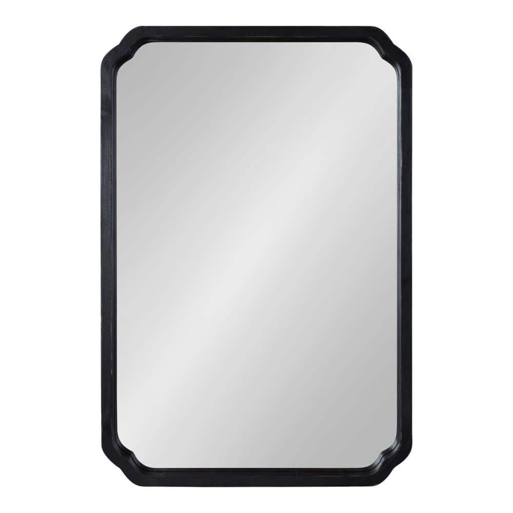 Kate & Laurel All Things Decor 24"x36" Marston Farmhouse Rectangle Wall Mirror Black: Modern Wood Frame, No Assembly Required