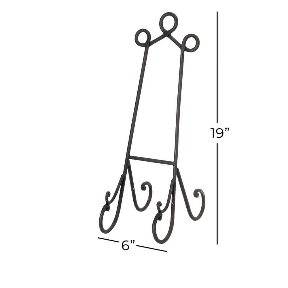 DecMode 6" x 18" Black Metal Scroll Easel, 1-Piece