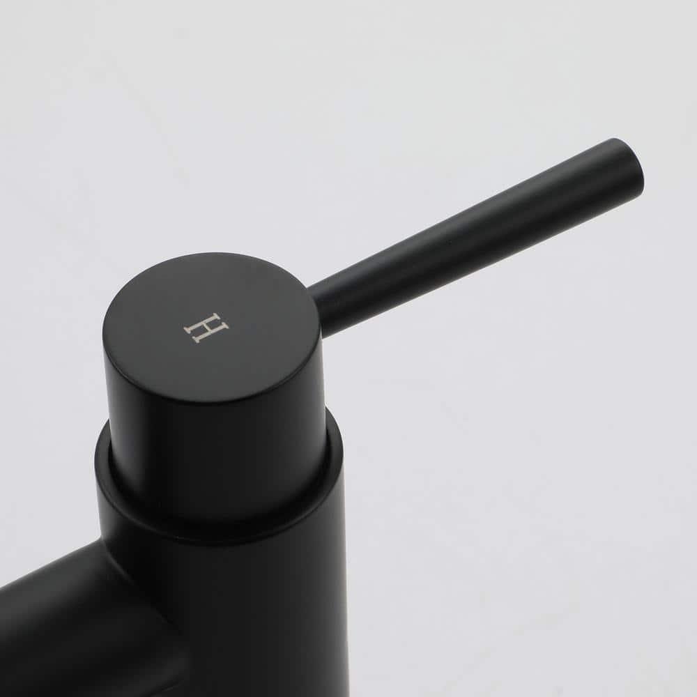 Double Handle Bridge Kitchen Faucet with Side Sprayer in Matte Black
