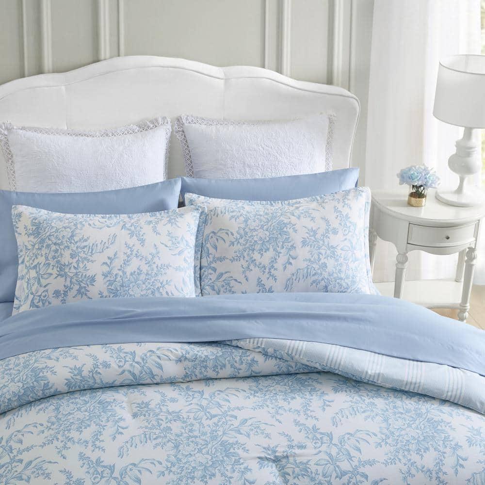 Laura Ashley Laura Ashley Bedford Reversible Cotton Blue Comforter Set