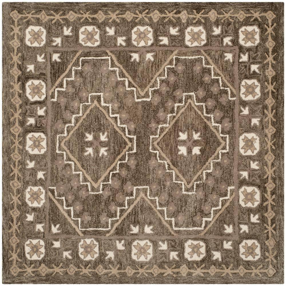 Bella BEL672 Hand Tufted Area Rug - Brown/Taupe - 5'x5' - Safavieh.