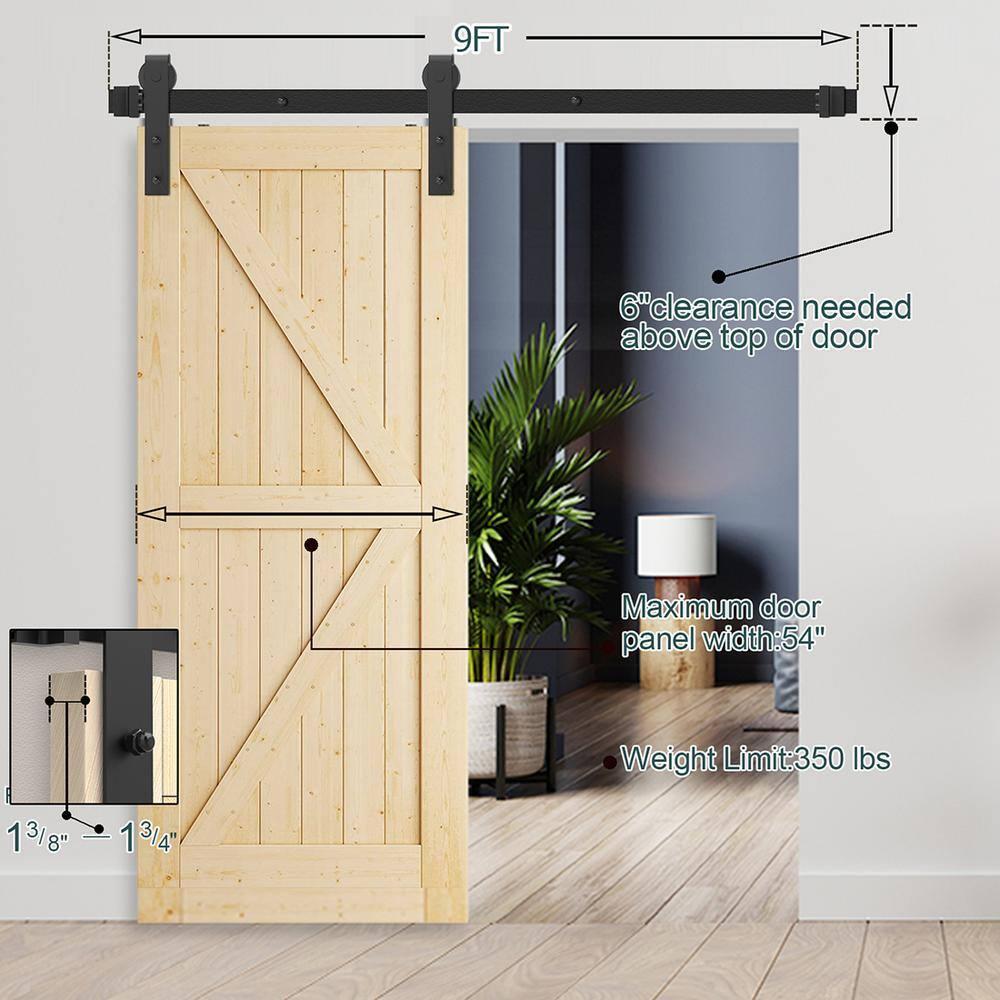 108-Inch Matte Black Sliding Barn Door Hardware Kit