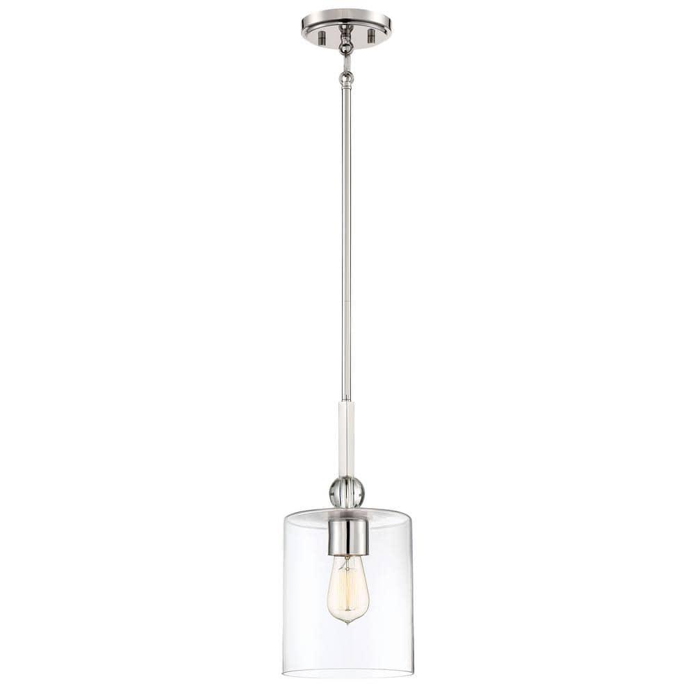 1 Light Mini Pendant In Transitional Style 14.5 Inches Tall By 7 Inches Wide-Polished Nickel Finish    -Traditional Installation Minka Lavery