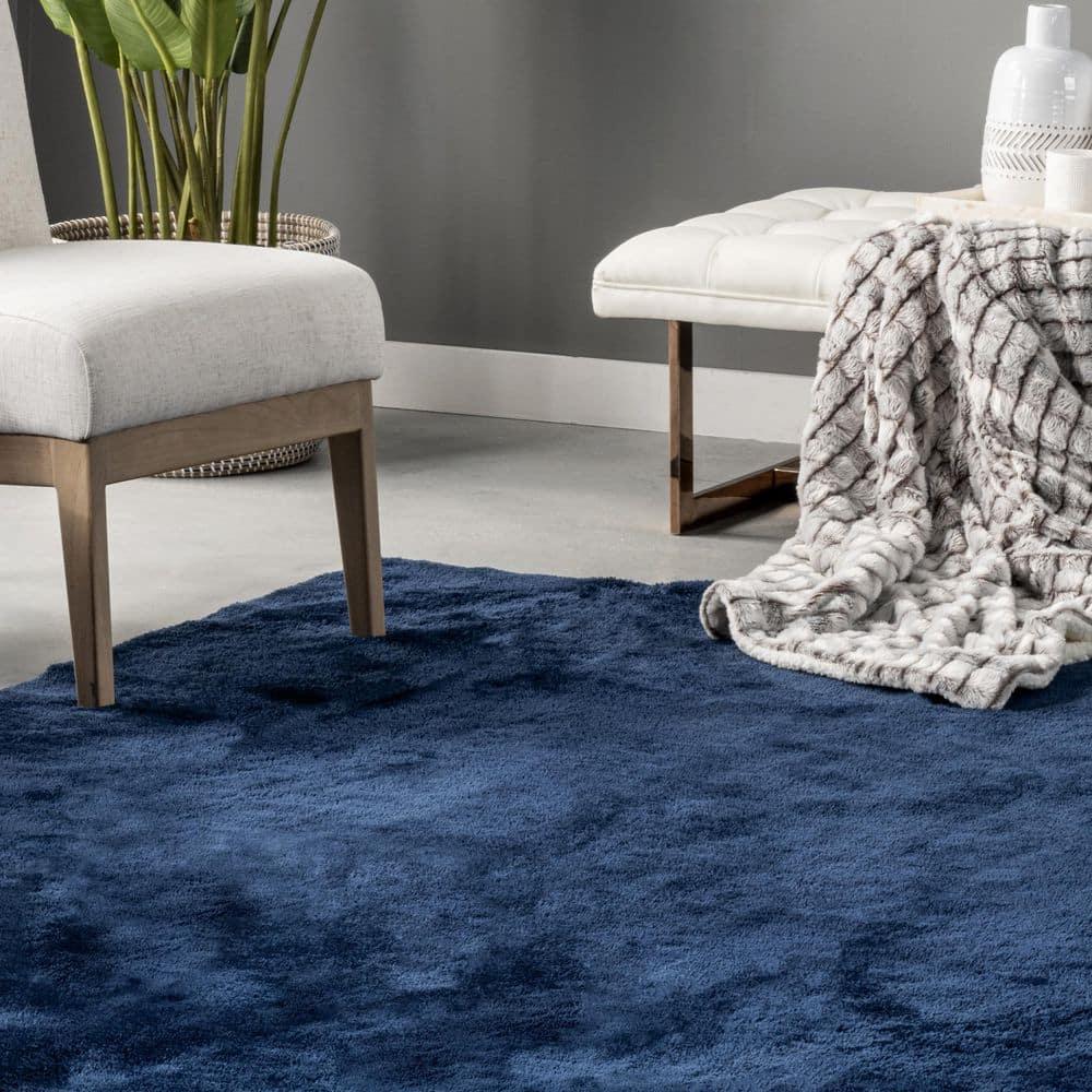 nuLOOM 2' x 10' Cozy Plush SuperiorWash Area Rug, Machine Washable, Non-Slip, Soft Fluffy Shag Carpet for Living Room Bedroom Nursery, Loni Navy