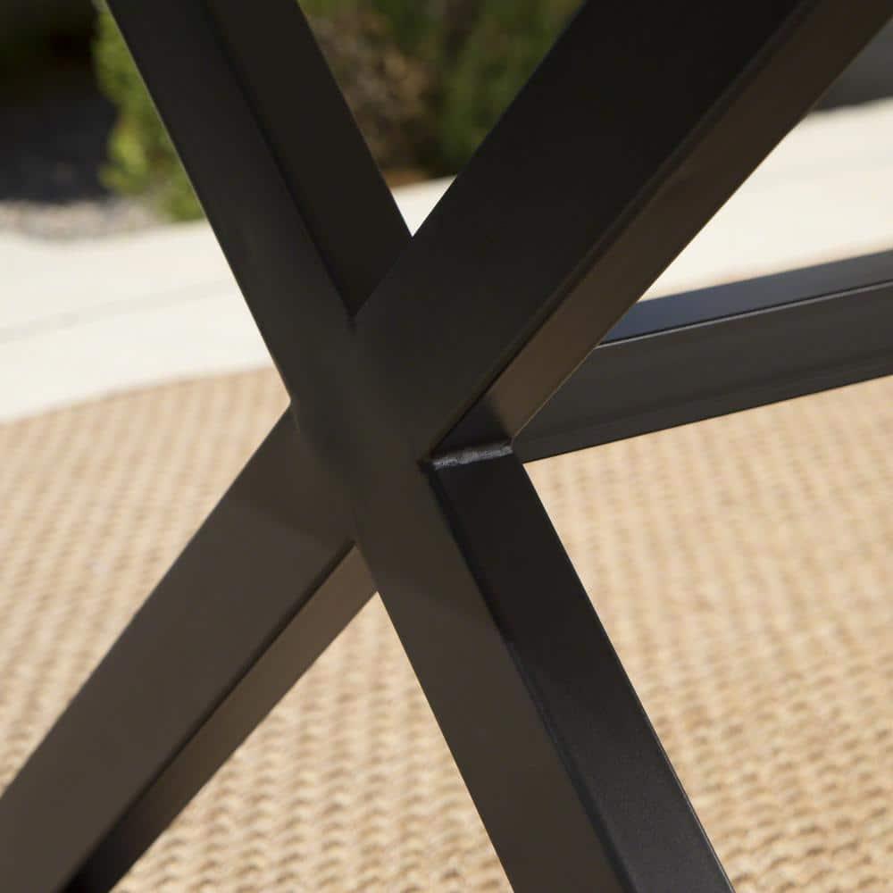 Noble House Rolando 70.5" Aluminum Patio Dining Table in Gray and Black