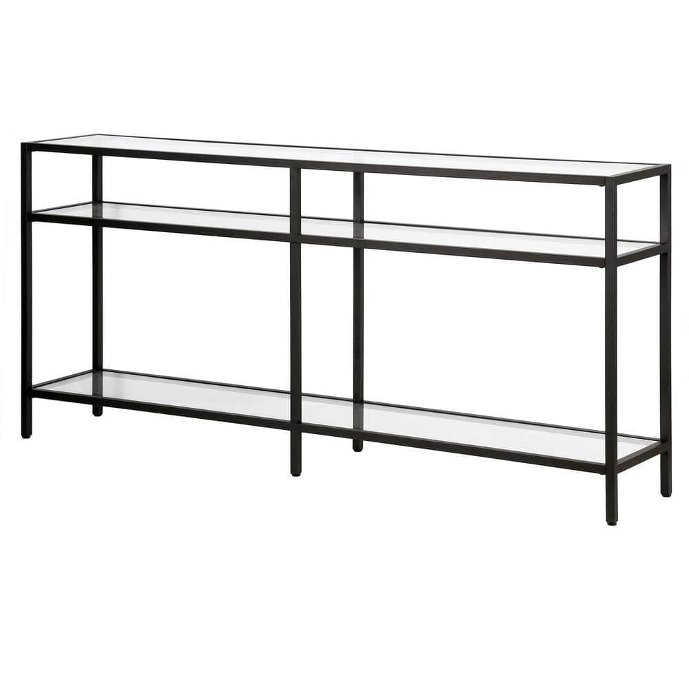 Evelyn&Zoe Sivil 64" Wide Rectangular Console Table, Blackened Bronze