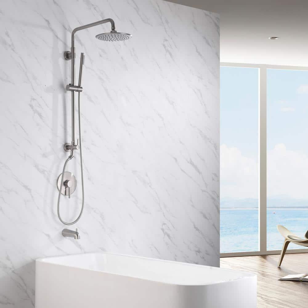 sumerain Brushed Nickel Retrofit Shower Systems with 9 Inch Rain Shower Head