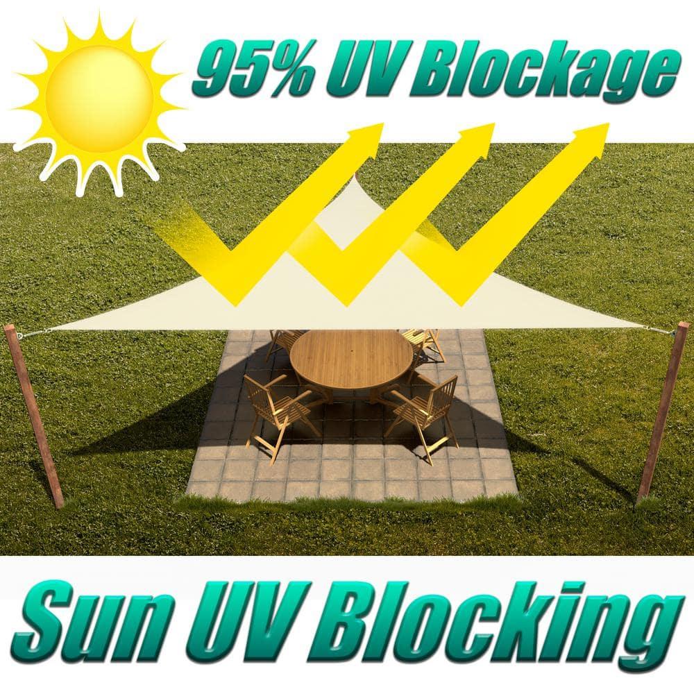 Amgo 18' x 18' x 18' White Triangle Sun Shade Sail Outdoor Canopy Awning UPF50+ AGTAPT8, 95% UV Blockage, Water & Air Permeable, Commercial Standard Heavy Duty (We Make Custom Size)