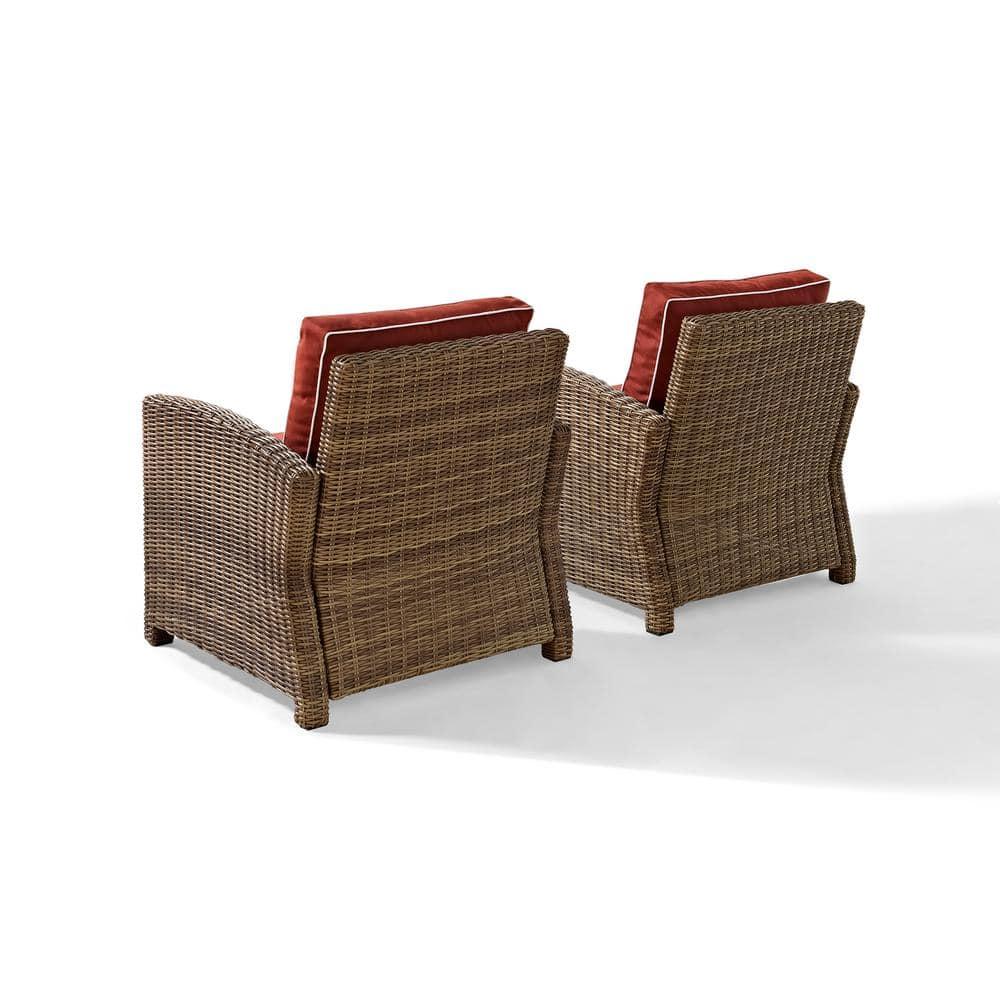 Bradenton 2pk Outdoor Wicker Chair Set - Sangria - Crosley: Steel Frame, UV & Weather-Resistant Patio Accent Chairs