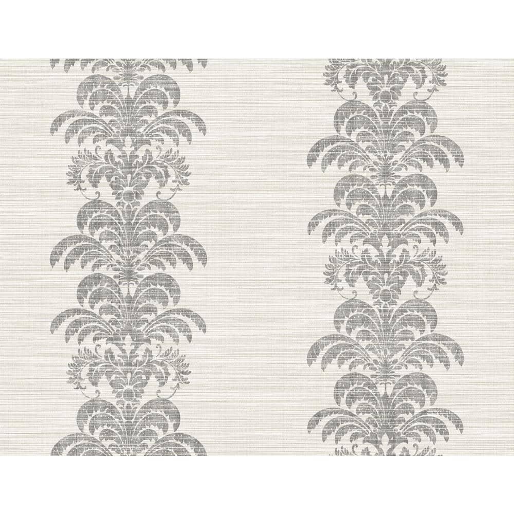 Elegant Charcoal & Ivory Damask Pattern Washable Wallpaper