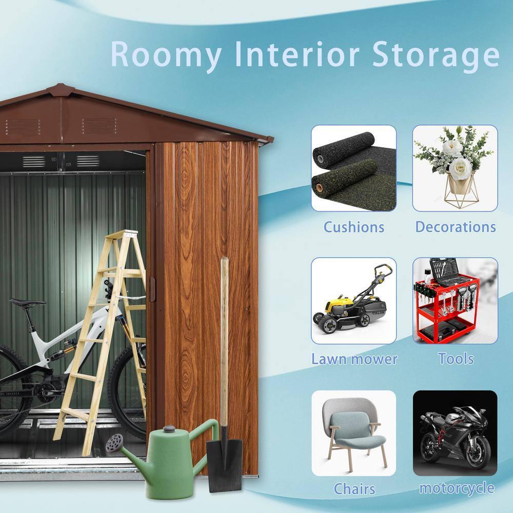 6Ft X 6Ft Outdoor Metal Storage Shed With Metal Floor Base ,With Window