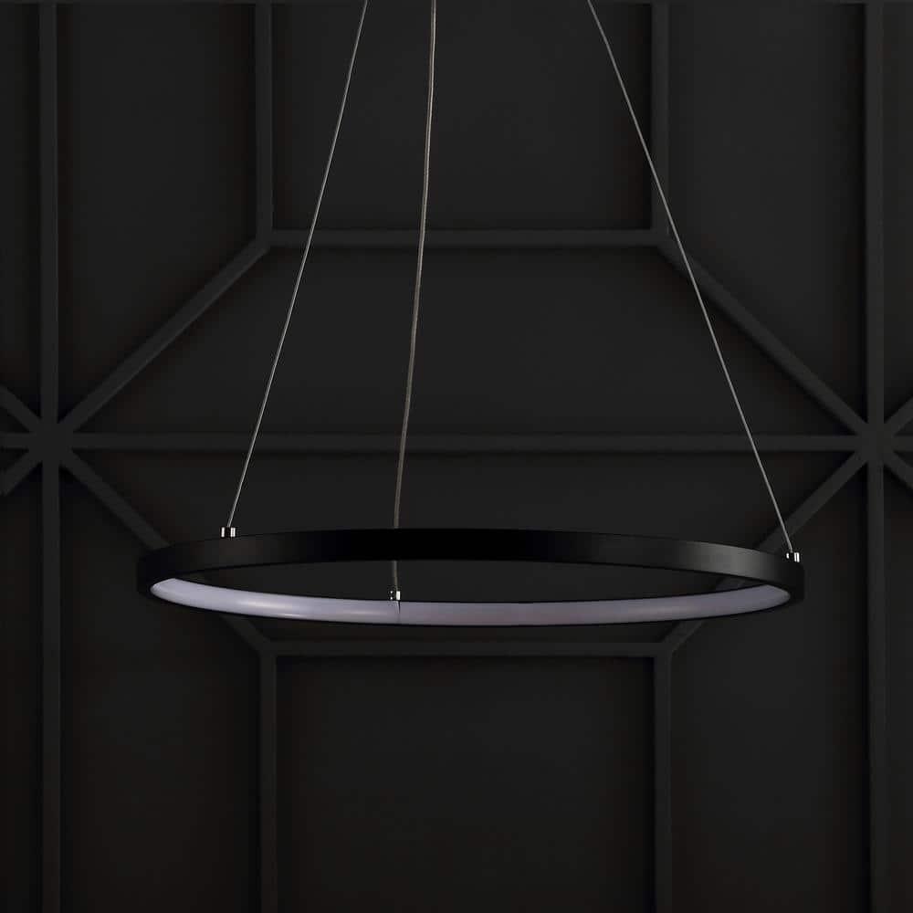 Bradley 15.7" Round Integrated LED Metal Pendant, Matte Black