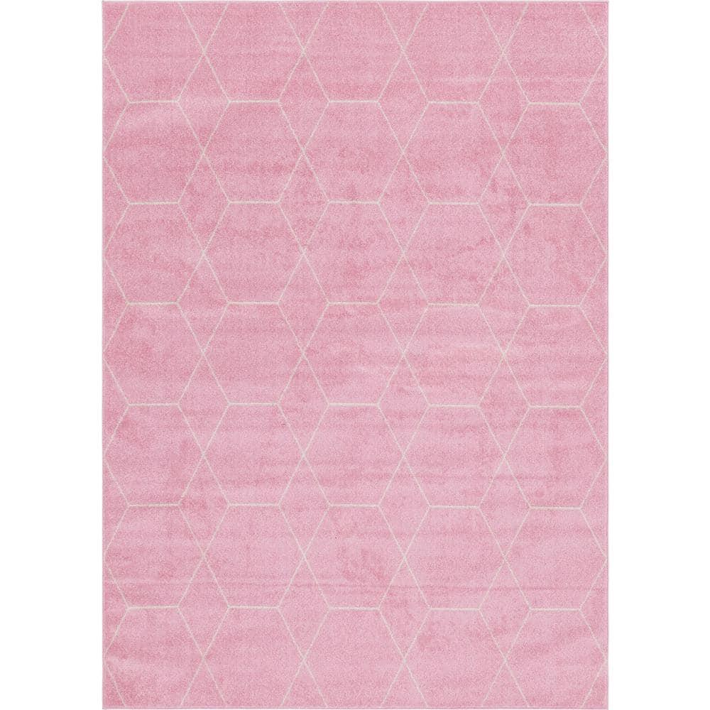 Unique Loom 7' 0 x 10' 0 Trellis Frieze Geometric Light Pink Area Rug