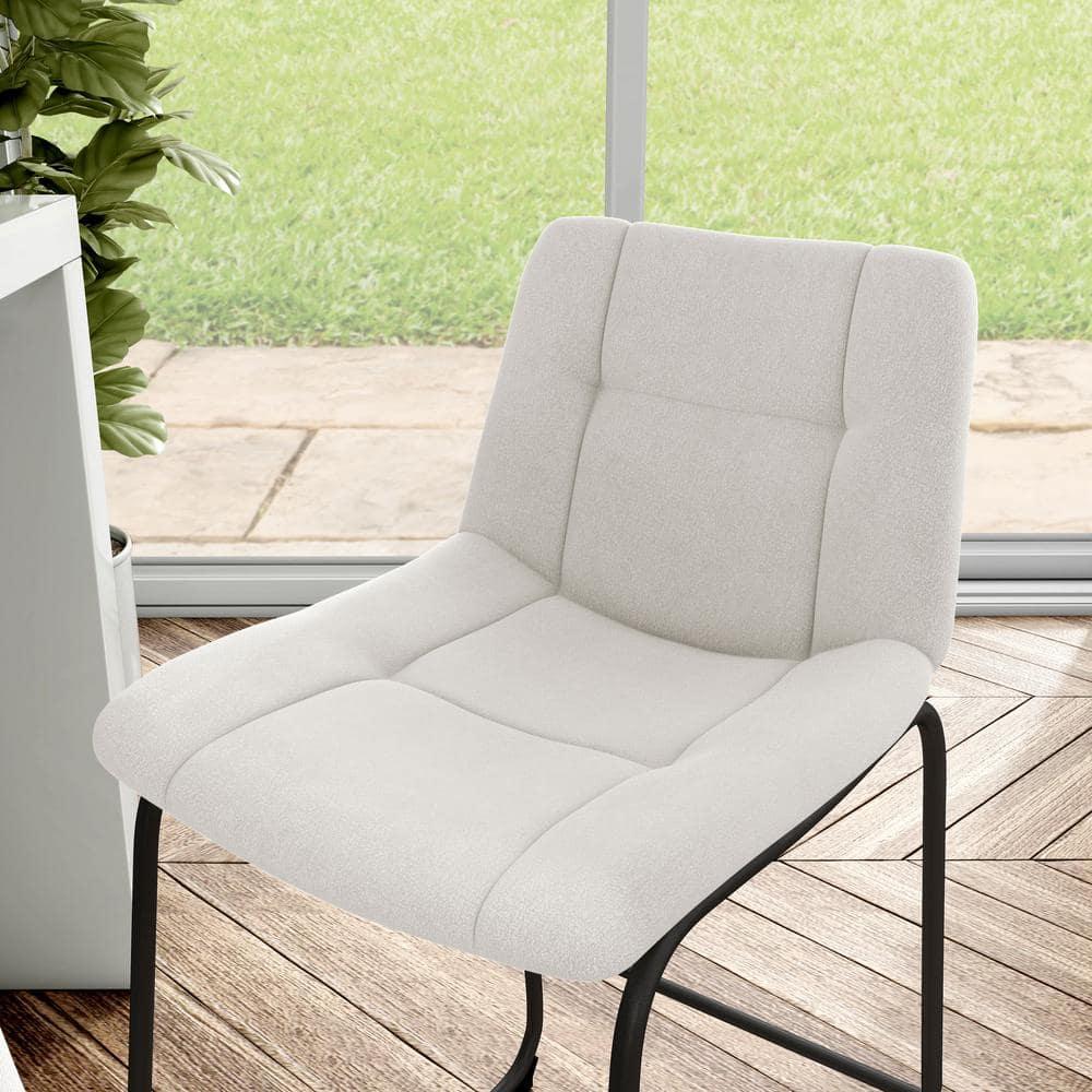 Furniture of America Perri Modern Chenille Counter Height Dining Chairs, White (Set of 2)