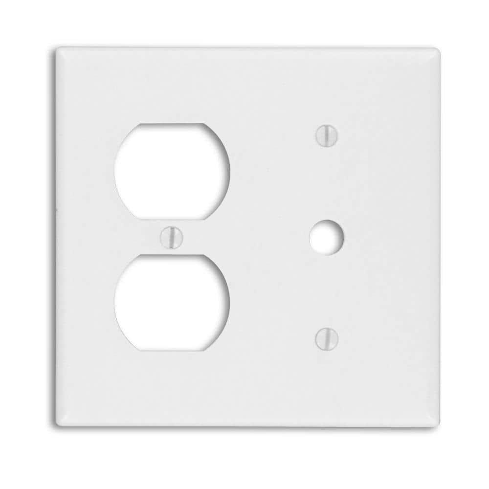 Leviton 88078 Wallplate 2-Gang 1-Duplex 1-Cable .406 Standard Size Plastic - White