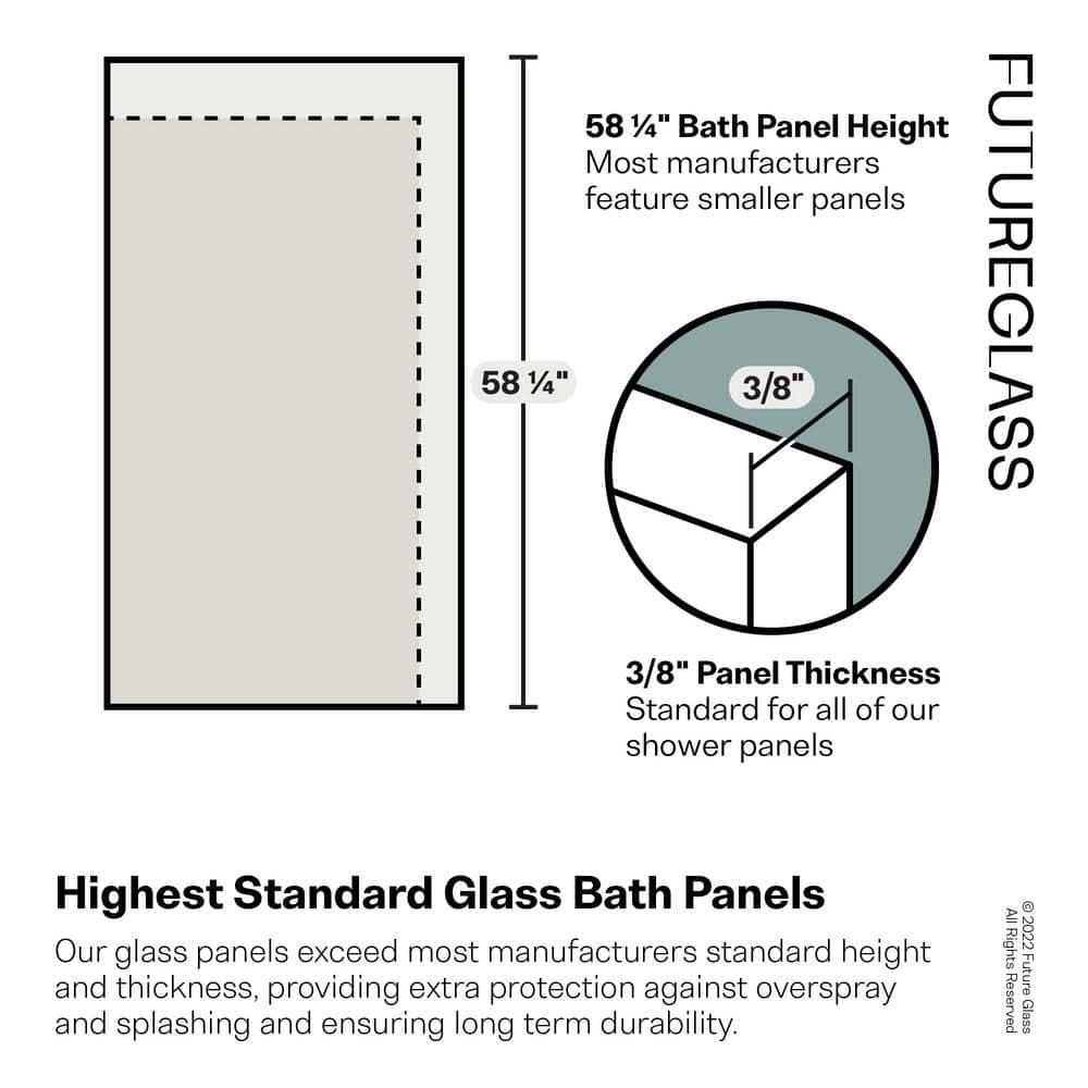 Solaris 30 in. x 58.25 in. Frameless Clear Fixed Radius Single Fixed Bath Panel