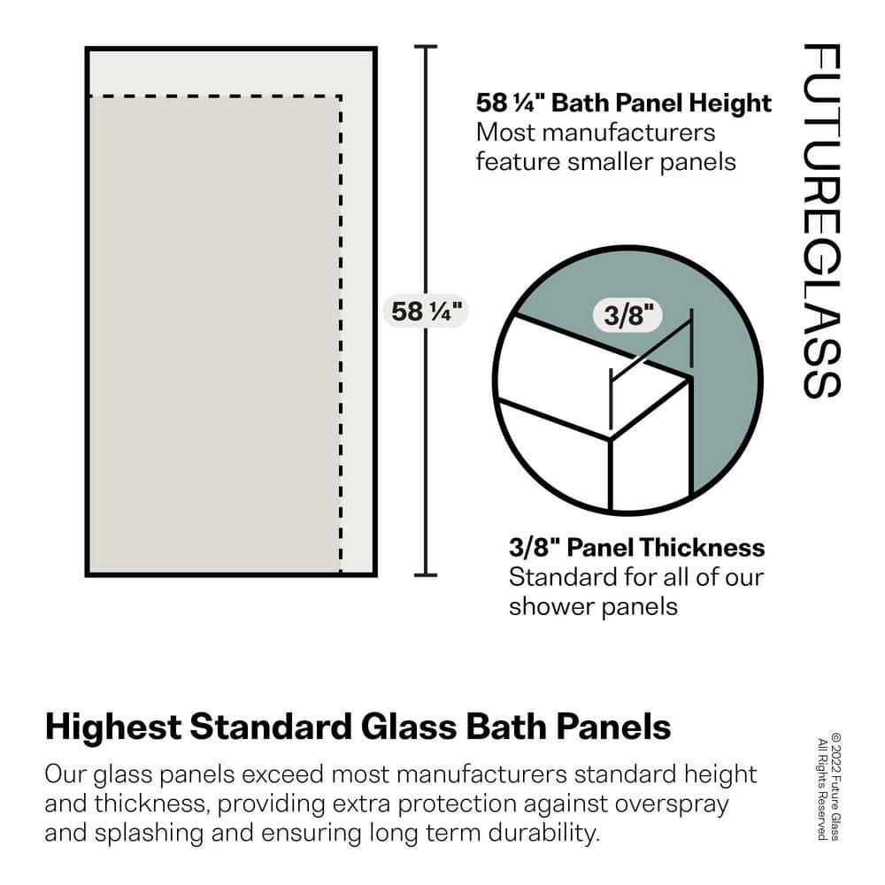Aurora 30 in. x 58.25 in. Frameless Fluted Radius Single Fixed Bath Panel