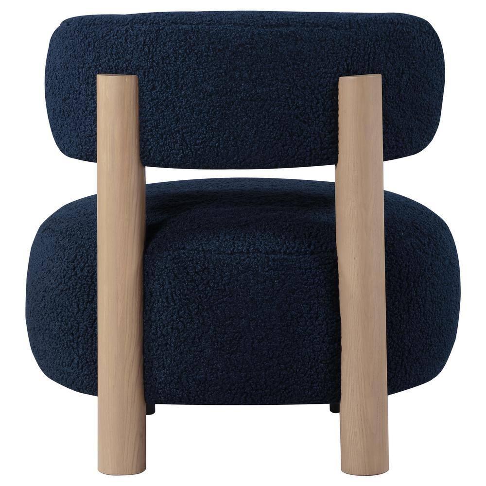 Coaster Zonie Boucle Fabric Upholstered Barrel Back Accent Chair Blue