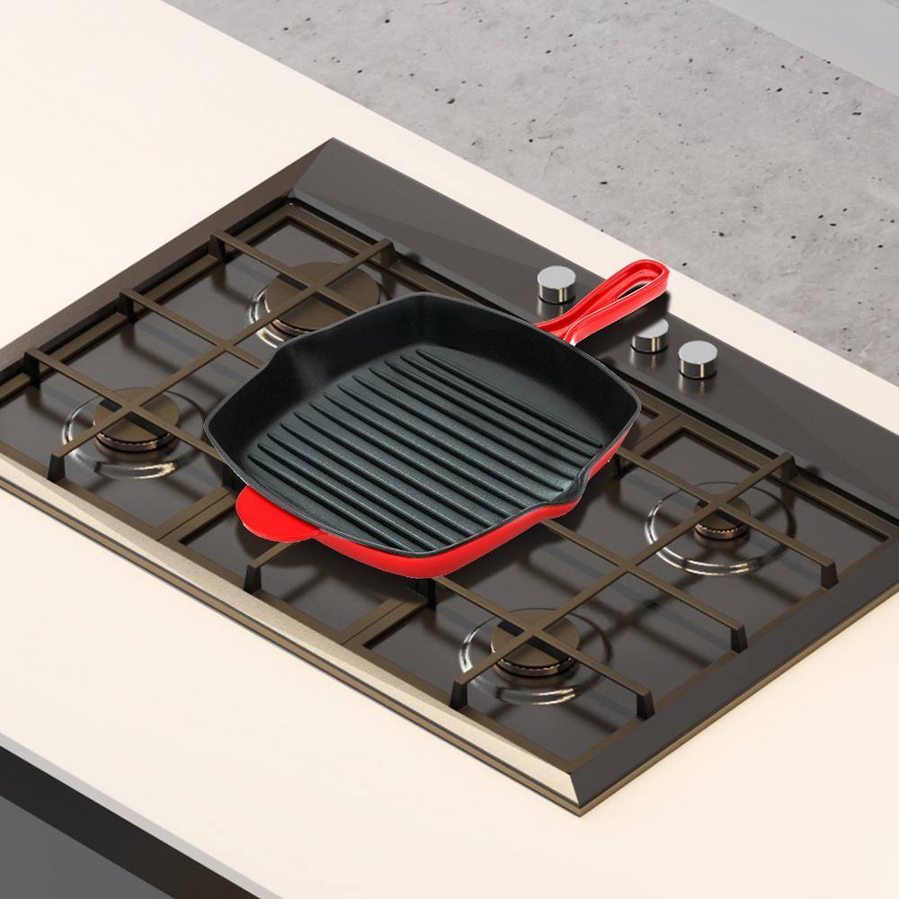 NutriChef 11.46'' Non-Stick Enameled Cast Iron Grill Pan / Griddle Set