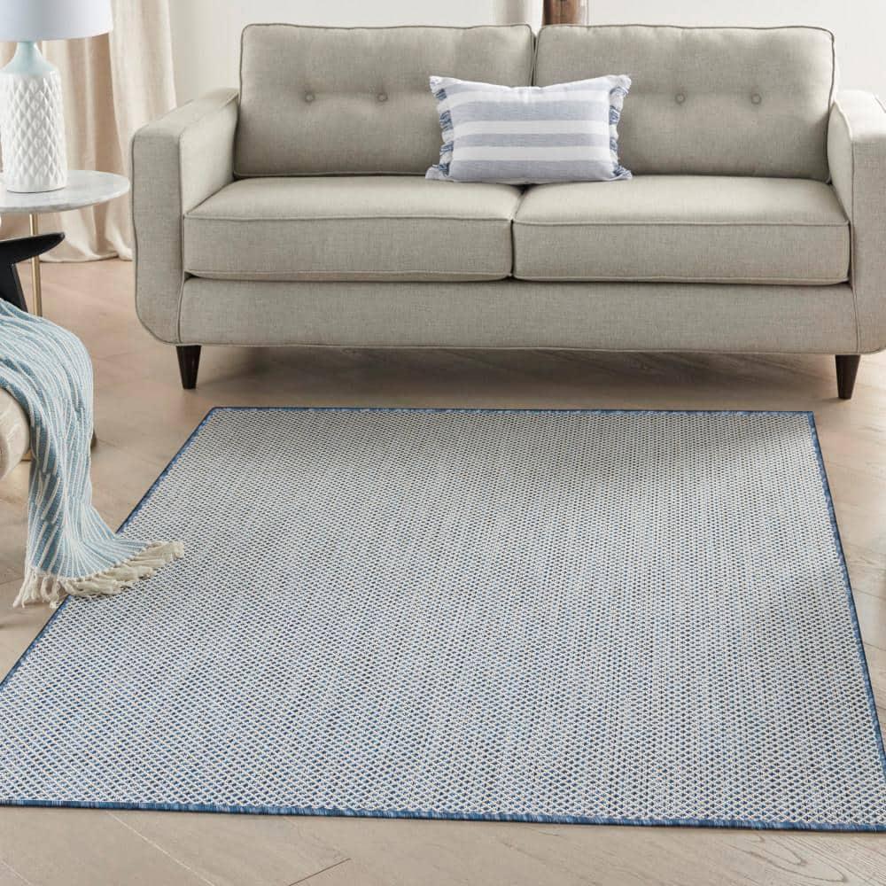 Nourison Courtyard COU01 Indoor/outdoor Area Rug - Ivory Blue 6' x 9'