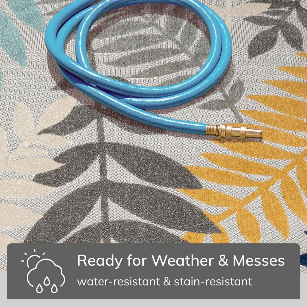 Dorado Mariah Floral Gray Indoor/Outdoor Hi-Lo Area Rug