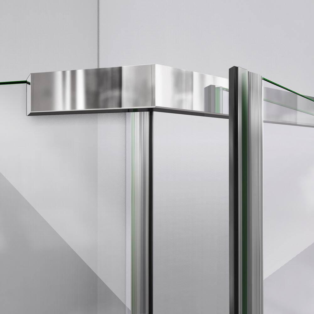Prism 42" W x 42" D x 74.75" H Frameless Neo-Angle Reversible Shower Kit with Towel Bar and Base Included