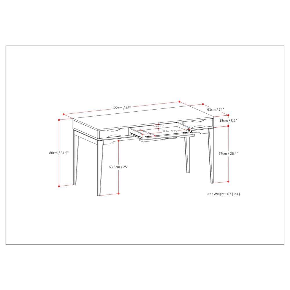 Simpli Home Harper Solid Wood Desk, Contemporary Style with Keyboard Tray and Storage