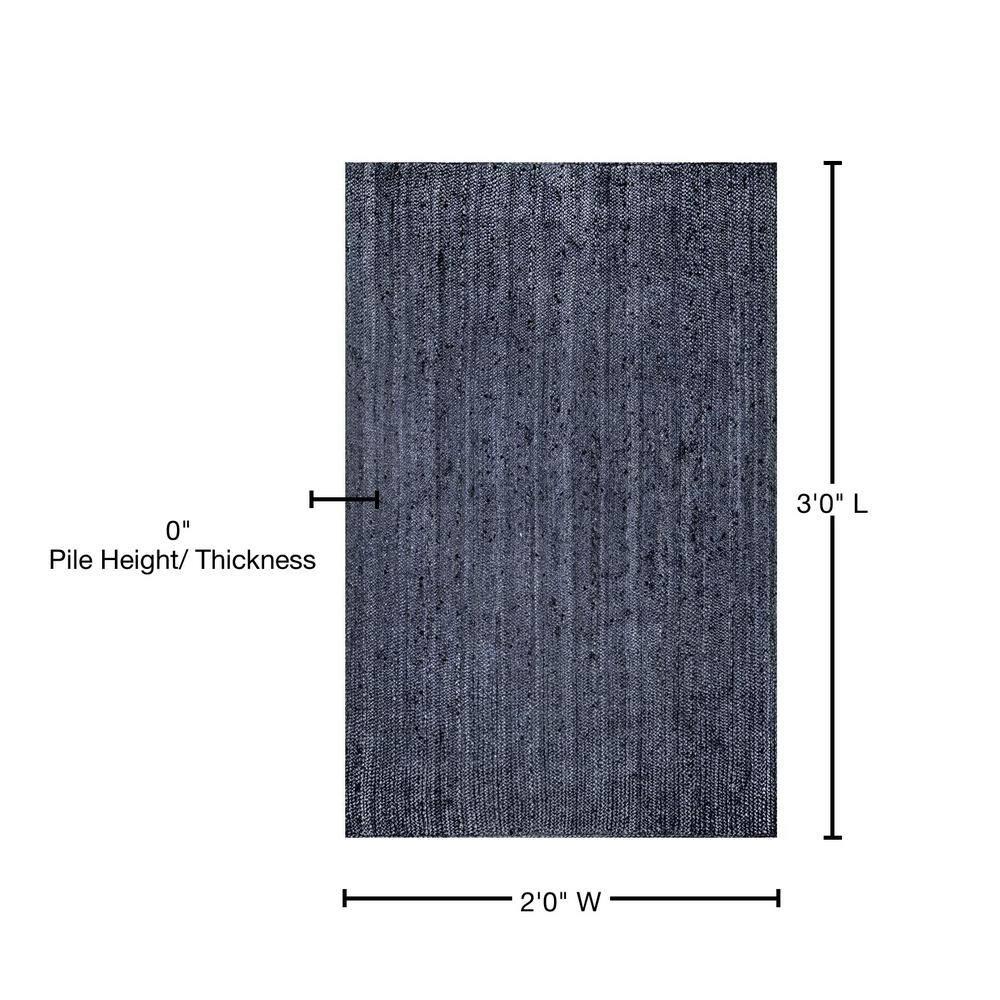 Nuloom 2x3 Rigo Jute Hand Woven Indoor Area Rug, Navy, Solid Farmhouse Design, Natural Fiber Bedroom, Living Room, Kitchen,