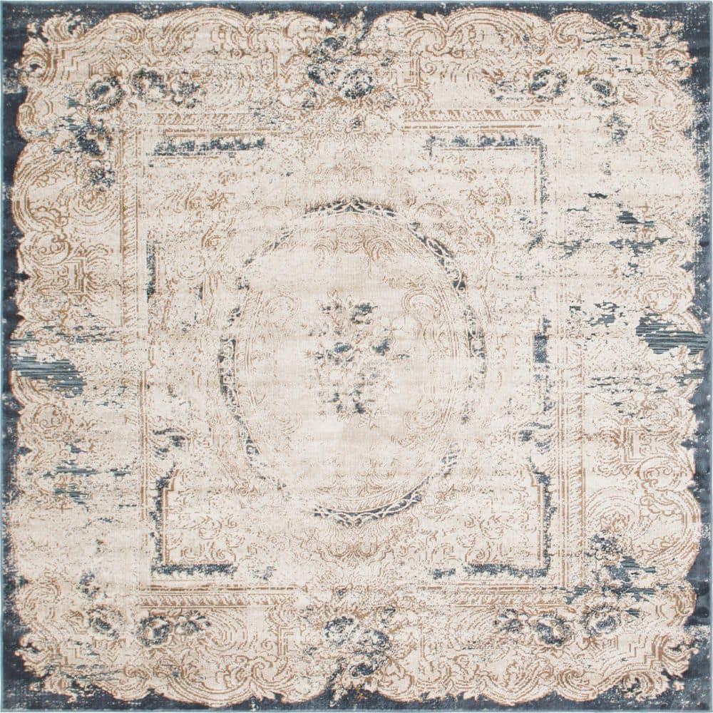Unique Loom Chateau Collection Area Rug - Adams (7' 1" Square Cream/Brown)