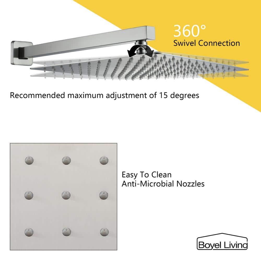 Boyel Living 10 In Wall Mounted Shower System 3-Function Rain Shower Head Shower Faucet Set with Handheld Spray Bathroom Waterfall Tub Spout Brushed Nickel