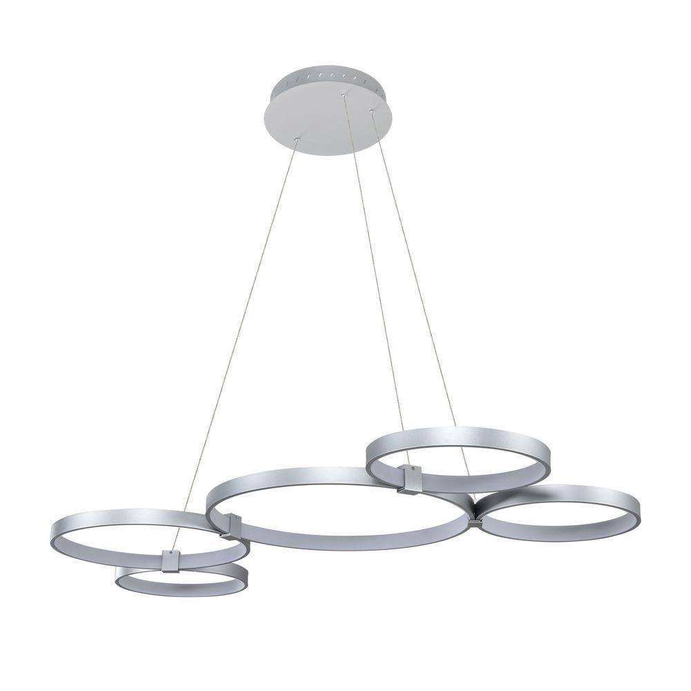 Capella 5-Light Geometric Ring Pendant 50" Integrated LED ETL Certified Adjustable Chandelier