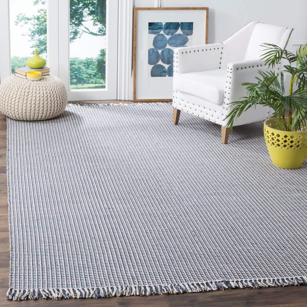 Montauk MTK340 Hand Woven Indoor Area Rug - Ivory/Navy - 6'x9' - Safavieh