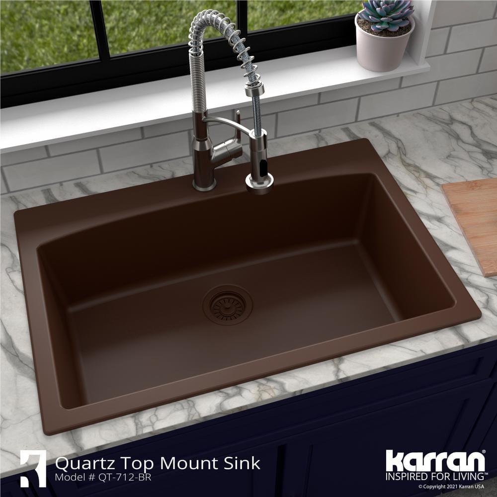 Karran Drop-in Quartz Composite 33'' X 22'' 1-Hole Single Bowl Kitchen Sink