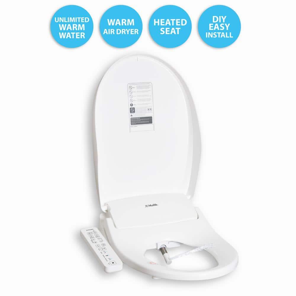 Hulife HLB-3000EC Electric Bidet Seat for Elongated Toilets White : Microfiber, Machine Washable, Non-Slip Backing
