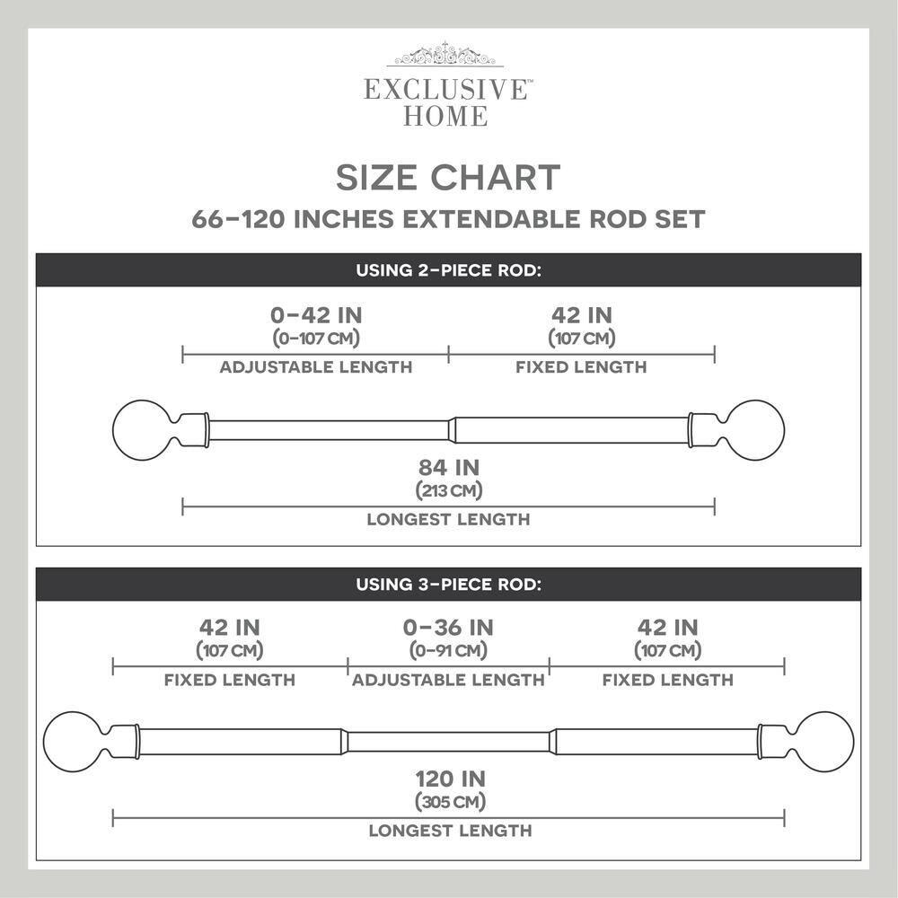 EXCLUSIVE HOME Vine 1" Curtain Rod and Finial Set, Gold, Adjustable 66"-120"