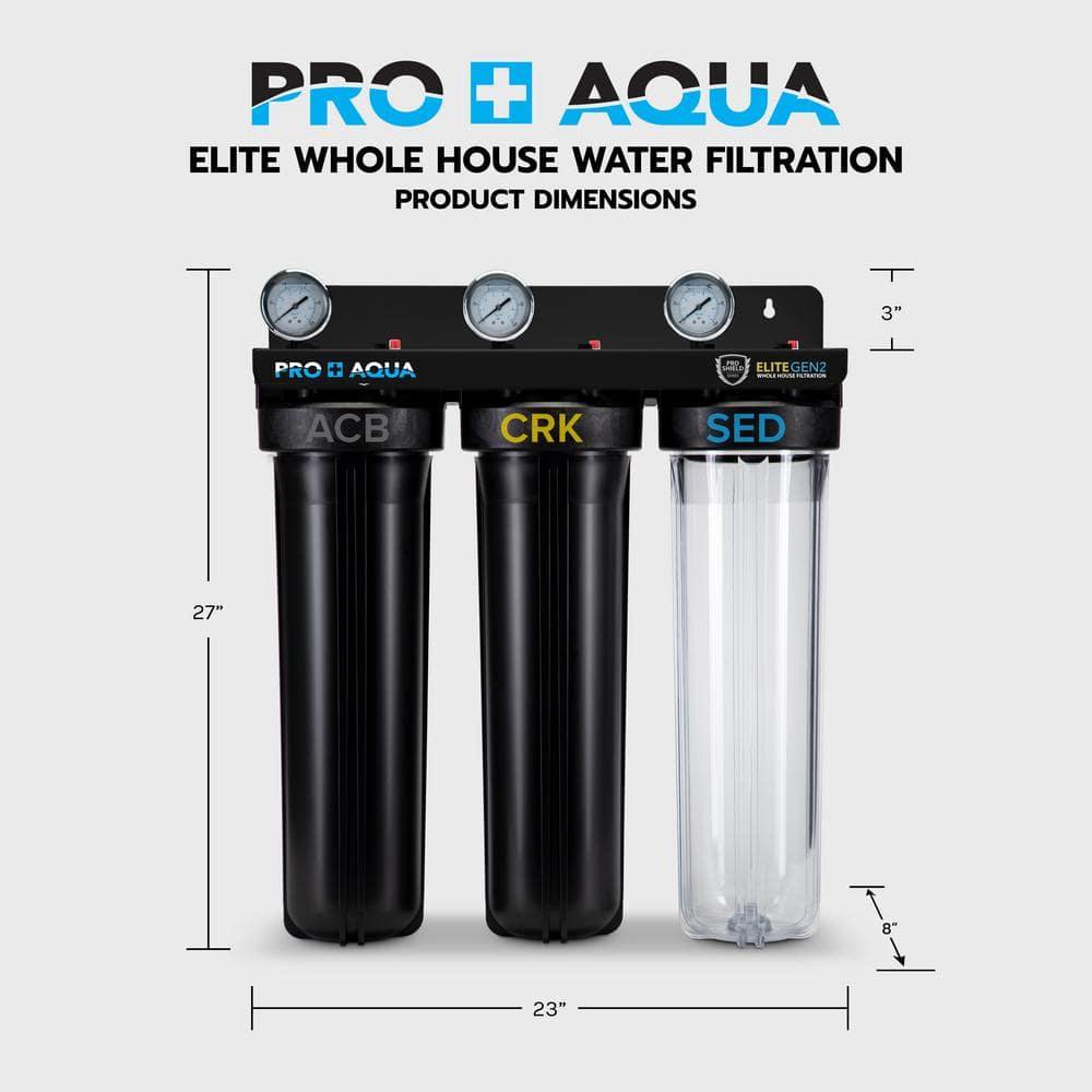 Elite Whole House Water Filter 3-Stage Well Water Filtration System with Gauges, PR Button 1 in. Ports Filter Set