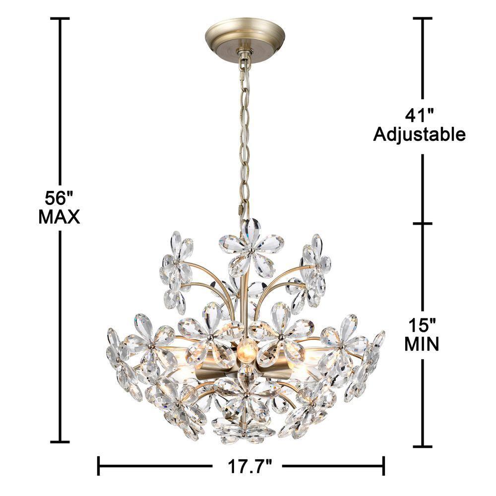 The Lighting Shop Rosa 6-Light Brushed Silver-ish Champagne Electric Flower Crystal Chandelier