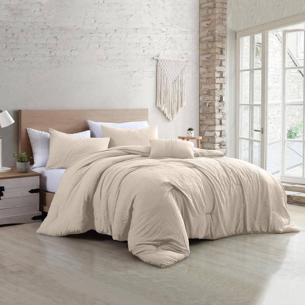 Modern Threads 4-Piece Garment-Washed Comforter Set Beck Coconut King