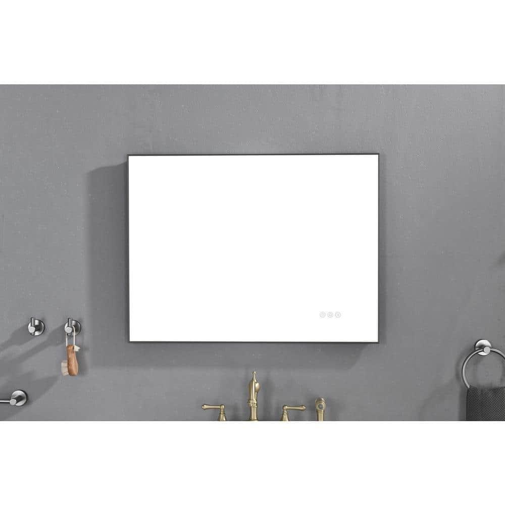 Tcbosik 32" x 24" LED Bathroom Mirror, Anti-Fog Wall Vanity Mirror with Backlit, Smart Touch Button, Memory Function, Stepless Dimmable Makeup Mirror with 3-Color Lighting, Horizontal/Vertical