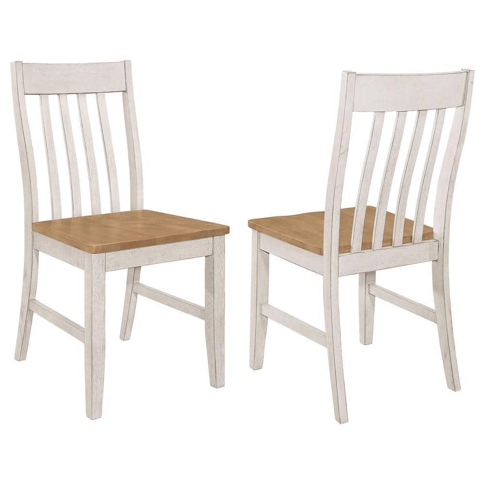 Coaster Kirby Wood Slat Back Side Chair Natural and Rustic Off White