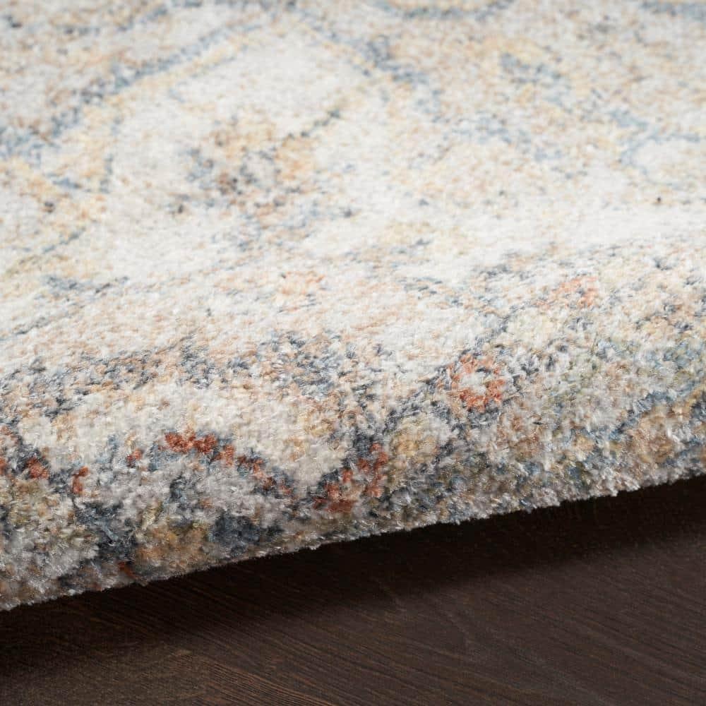 Nourison Astra Machine Washable Vintage Medallion Indoor Bathroom, Kitchen Runner Rug Grey/Multi 2'2" x 10'