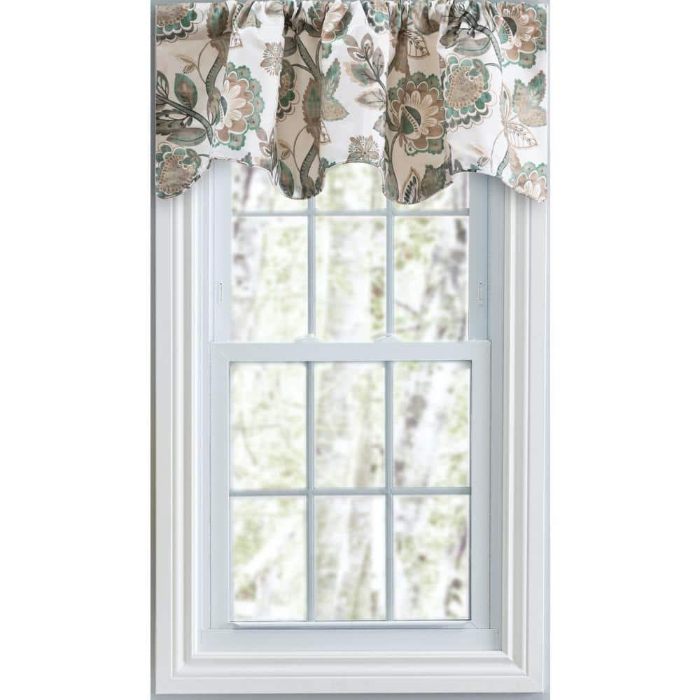 Ellis Curtain Wynette Lined Scallop 3" Rod Pocket Valances for Windows 50" x 16" Grey