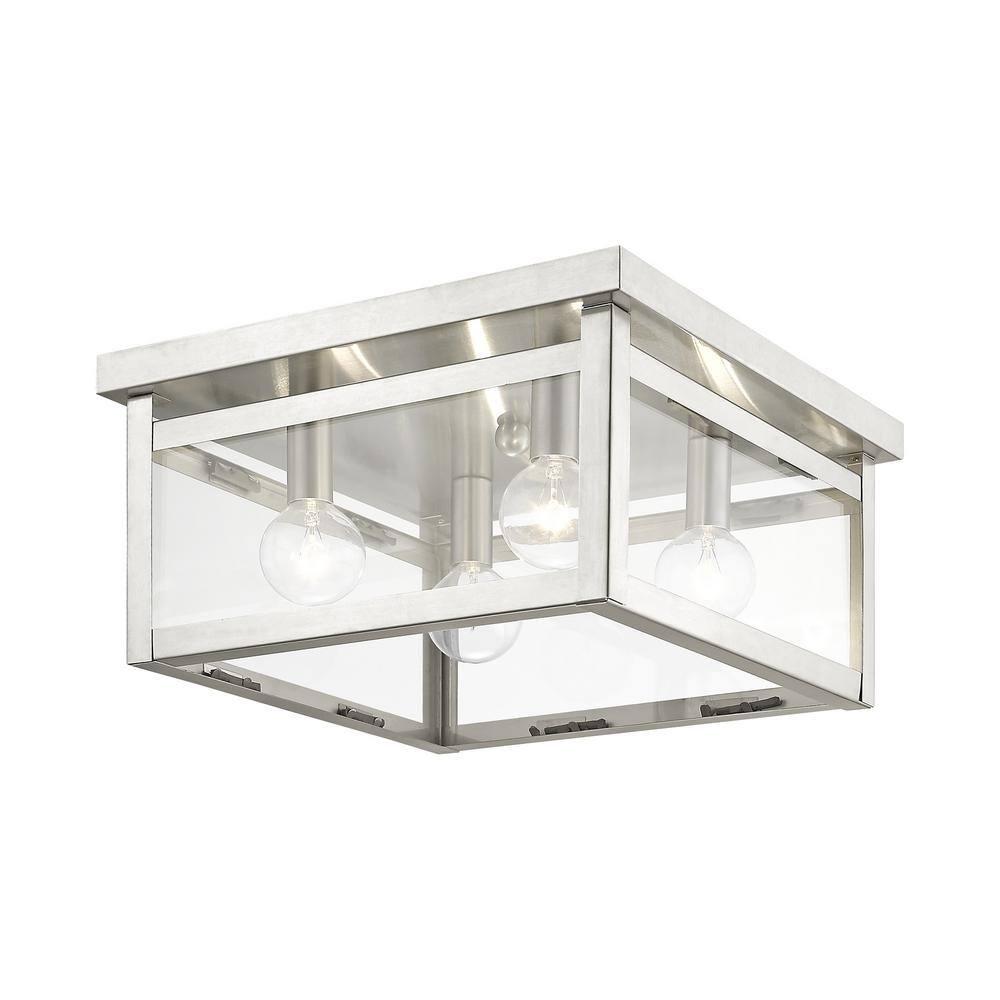 Livex Lighting - Milford - 4 Light Square Flush Mount In Shabby Chic Style-6