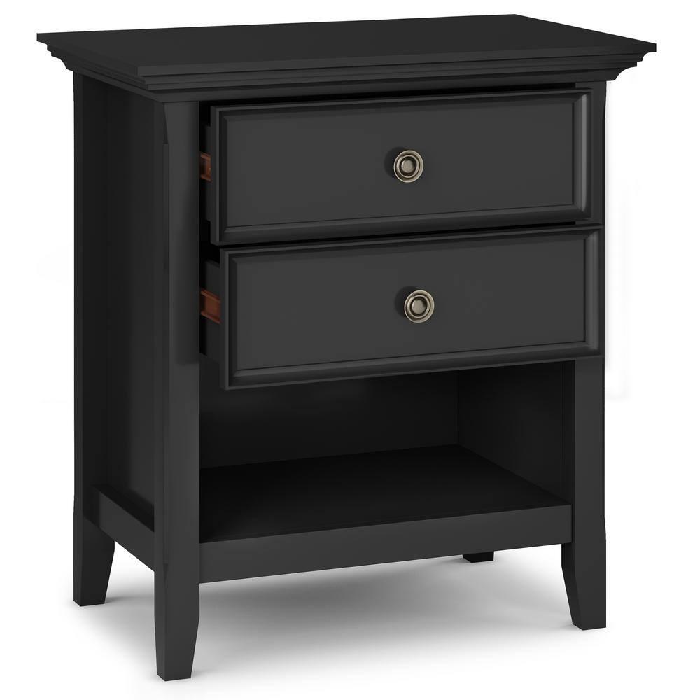 Simpli Home Amherst 24"W 2-Drawer Solid Wood Nightstand with Open Shelf