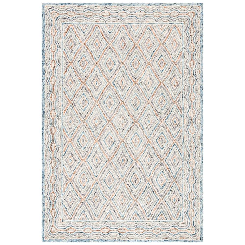 Capri CPR217 Hand Tufted Area Rug - Blue/Rust - 4'x6' - Safavieh.