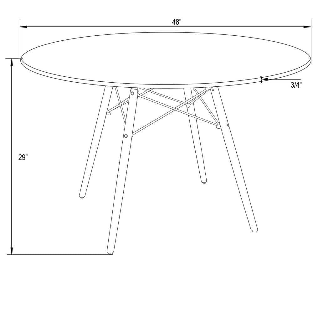 LeisureMod Dover Round Dining Table with Eiffel Base, Modern Design for Kitchens and Dining Rooms