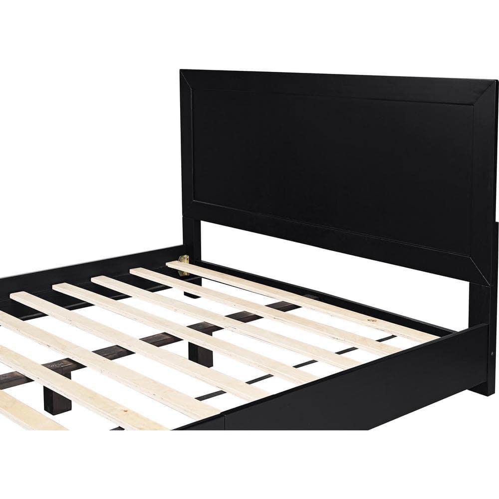 Camden Isle Trent Platform Bed | Paneled Headboard and Footboard | Full, Black
