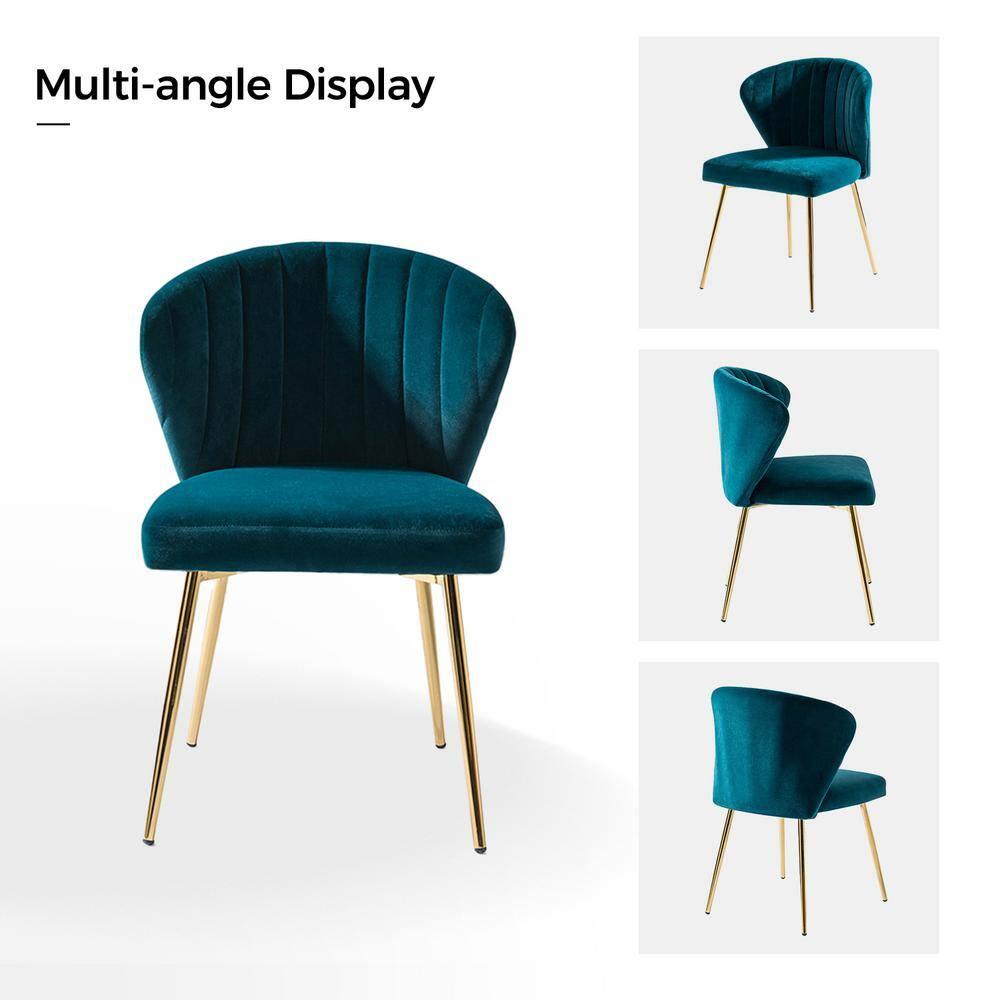 Modern Velvet Accent Chair Upholstered Small Vanity Chair Bedroom Living Room Teal