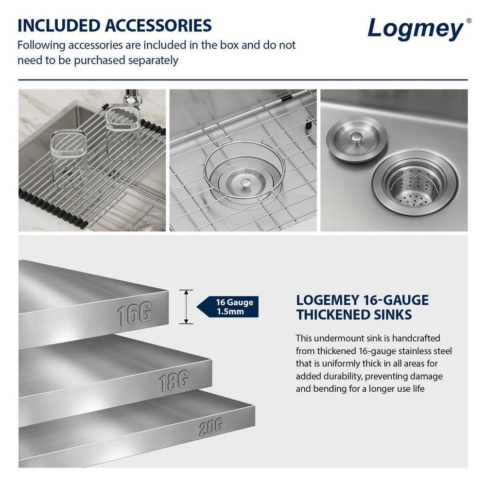 Sarlai 28'' L x 18" W Undermount Single Bowl Stainless Steel Kitchen Sink with Sink Grid and Basket Strainer SU2818R